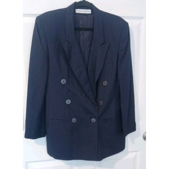 Evan Picone Blazer Women 12 Navy Blue Career Classic Vtg USA Excellent Condition - Picture 1 of 10